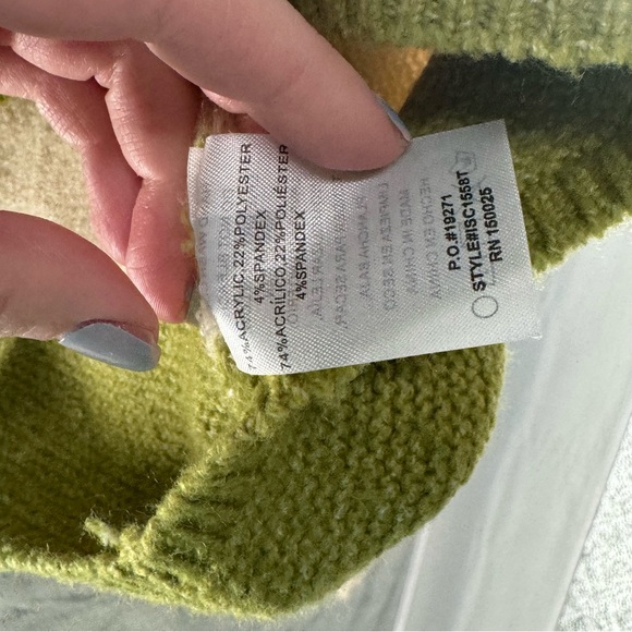 Jacquie the label Anthropologie green striped oversized collared sweater L - Picture 7 of 10